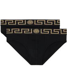 Versace Underwear: Black Greca Border Briefs