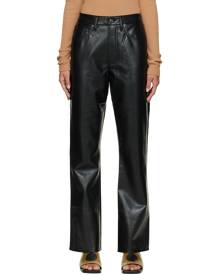 AGOLDE Black Recycled Leather Relaxed Boot Trousers