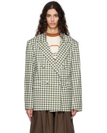 Tanner Fletcher Green & White Gingham Blazer