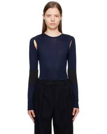 Victoria Beckham Navy Cutout Bodysuit