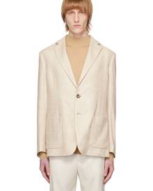 Agnona Beige Notched Lapel Blazer