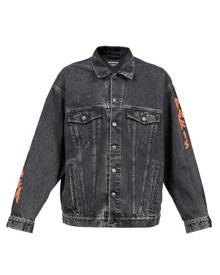 Balenciaga - Logo-print Oversized Denim Jacket - Mens - Black