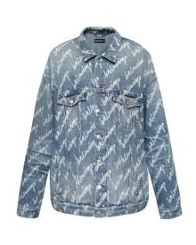 Balenciaga - Scribble-print Denim Jacket - Mens - Light Blue