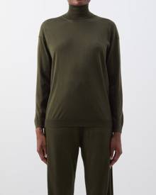 Tom Ford - Roll-neck Cashmere-blend Sweater - Womens - Khaki Tom Ford - Roll-neck Cashmere-blend Sweater - Womens - Khaki