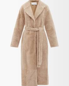 Raey - Wrap-around Shearling Coat - Womens - Beige