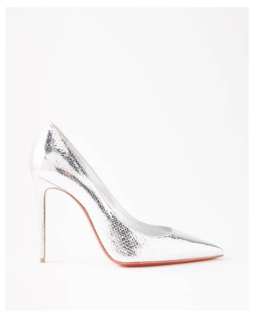 Christian Louboutin - So Kate 100 Crinkled Metallic-leather Pumps - Womens - Silver