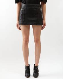 Isabel Marant - Azizae Leather Mini Skirt - Womens - Black