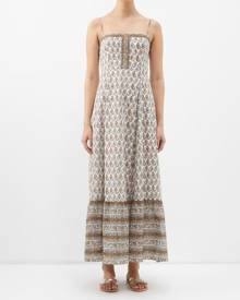 Boteh - Beso Printed Organic-cotton Voile Dress - Womens - White Multi