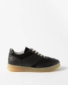 Mm6 Maison Margiela - Replica Leather And Suede Panelled Trainers - Mens - Black Brown