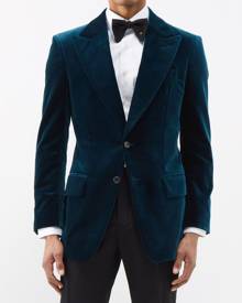 Tom Ford - Cooper Single-breasted Cotton-velvet Suit Jacket - Mens - Blue