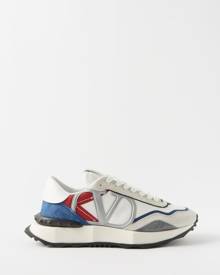Valentino Garavani - Netrunner Suede And Mesh Trainers - Mens - White Blue