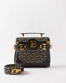 Balmain - Bbuzz Jacquard-monogram Cross-body Bag - Womens - Black White