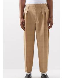 Lemaire - Pleated Wool-seersucker Trousers - Mens - Brown