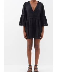 Melissa Odabash - Victoria Crochet Cotton Mini Kaftan - Womens - Black Melissa Odabash - Victoria Crochet Cotton Mini Kaftan - Womens - Black