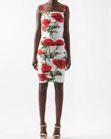 Dolce & Gabbana - Happy Garden Carnation-print Cotton-poplin Dress - Womens - White Print