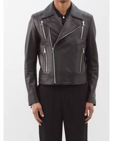 Balmain - Asymmetric-zip Leather Biker Jacket - Mens - Black