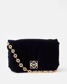 Loewe - Puffer Goya Mini Padded-velvet Shoulder Bag - Womens - Navy