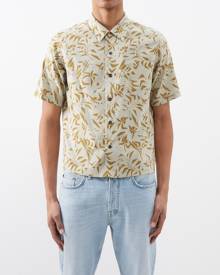 Saint Laurent - Hawaii Leaf-print Lyocell-blend Twill Shirt - Mens - Sand