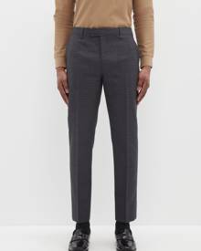 Burberry - Pressed-crease Checked Wool Trousers - Mens - Charcoal