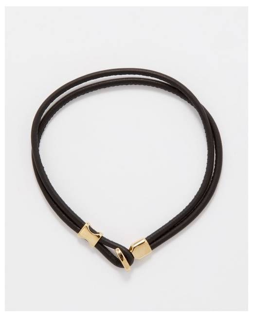 Orson Loop Leather Bracelet - Gold Vermeil/Black Large