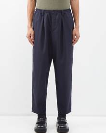 Marni - Elasticated-waist Cropped Wool Trousers - Mens - Navy