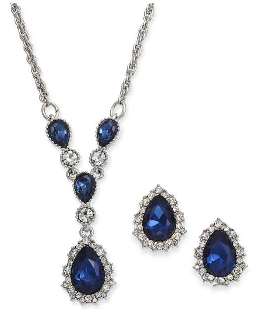 Charter Club Pavé Knot Pendant Necklace & Stud Earrings Set in