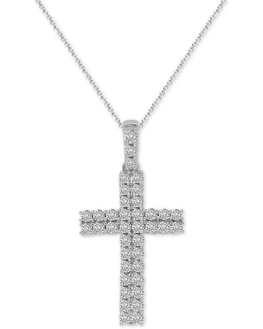2.40 Carat Prong Set Diamond Cross Pendant Necklace 14k White Gold GP 18" Chain