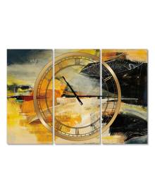 Designart Glam 3 Panels Metal Wall Clock