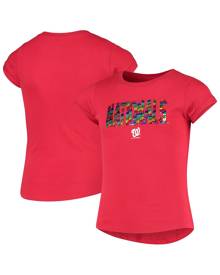 Girls Youth New Era Red Washington Nationals Flip Sequin T-shirt
