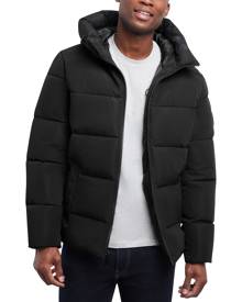 metallic nylon ciré belted puffer coat