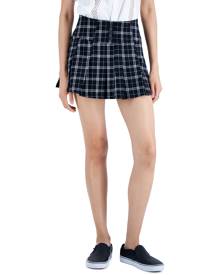 Vanilla Star Juniors' Pleated Plaid Micro-Mini Skirt