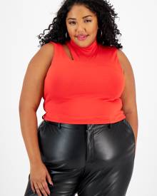 Bar Iii Plus Size Cutout Crop Top, Created for Macy's