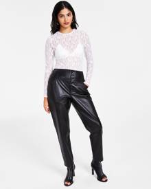 Bar Iii Women's Lace Long-Sleeve Bodysuit, Created for Macy's