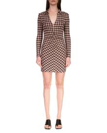 Sanctuary Women's Ruched-Knit Houndstooth Mini Dress