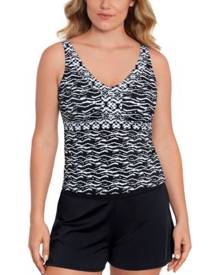 Swim Solutions Printed Mastectomy Tankini Top, Created for Macy's