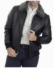 Frye Men's Removable-Collar Leather Bomber Jacket