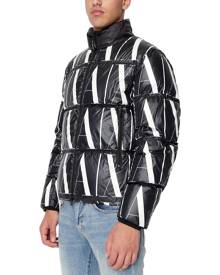 A X Armani Exchange Men's Allover Logo Print Zip-Front Puffer Jacket