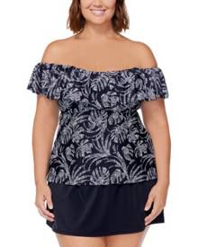 Island Escape Plus Size Printed Cape Town Handkerchief-Hem Underwire Tankini  Swim Top, Created for Macy's - Macy's