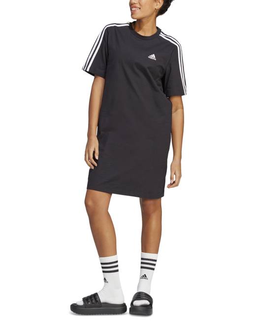 adidas Originals dungaree dress with gingham logo in black