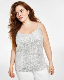 Anne Klein Plus Size V-Neck Sleeveless Sequin Camisole Top