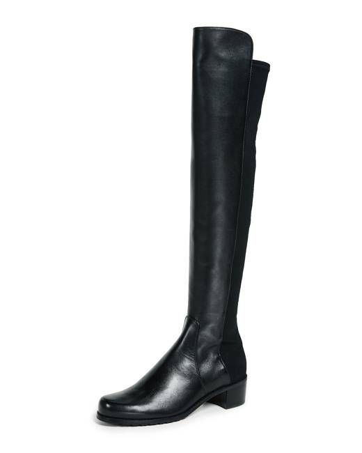 over the knee flat black boots