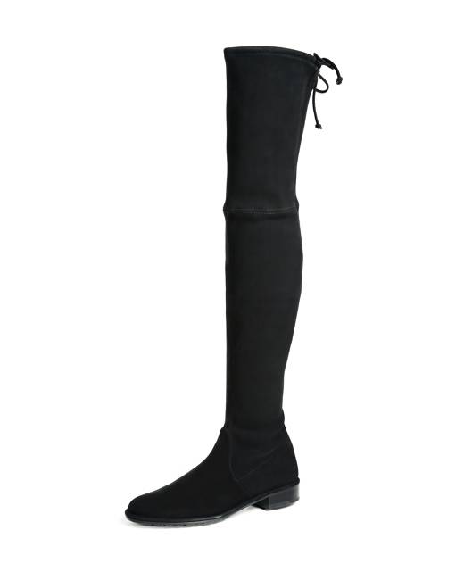 over the knee flat black boots