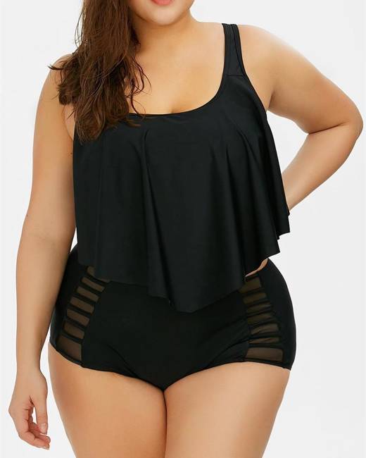 FLYILY Womens Retro Bikini Sets 2 Piece Tummy Control Tankini Swimwear Beachwear Plus Size Swimsuit