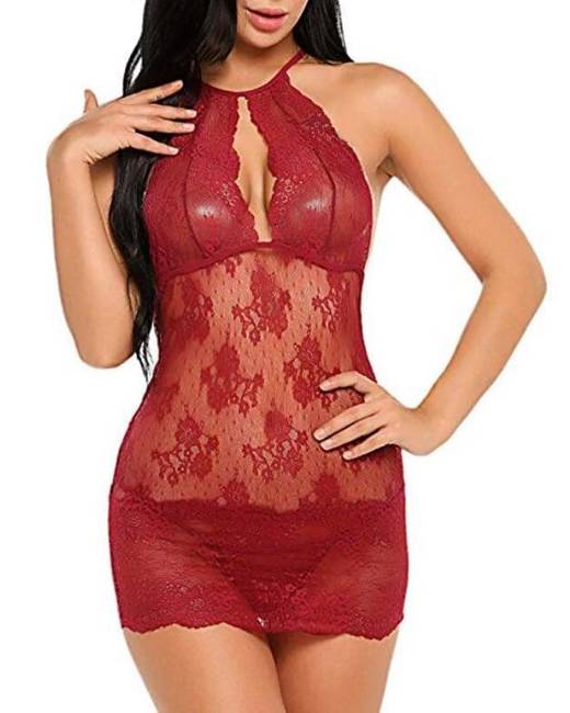 MKG Fashions Lace and Tassels Babydoll Black or Red 