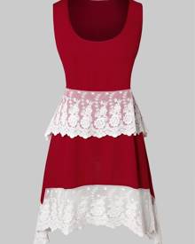 DressLily Plus Size Floral Lace Trim Peplum Tank Top