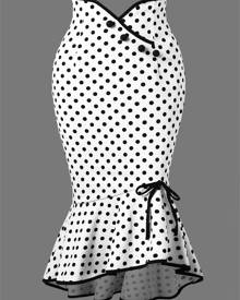 DressLily Polka Dot Flounced Fishtail Skirt