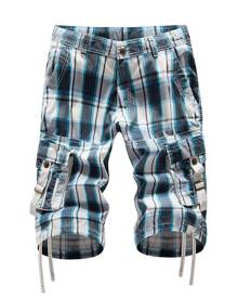 DressLily Zip Fly Plaid Cargo Shorts