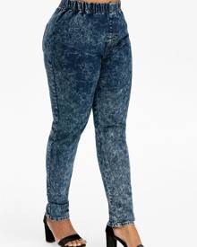 DressLily Plus Size High Rise Tie Dye Jeans