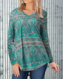 DressLily Paisley Print Patchwork High Low Top