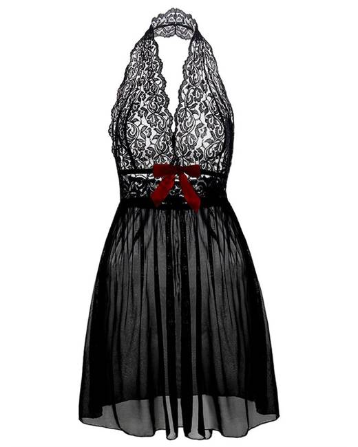 Rosegal Halter Lace Plus Size Babydoll Rosegal Halter Lace Plus Size Babydoll